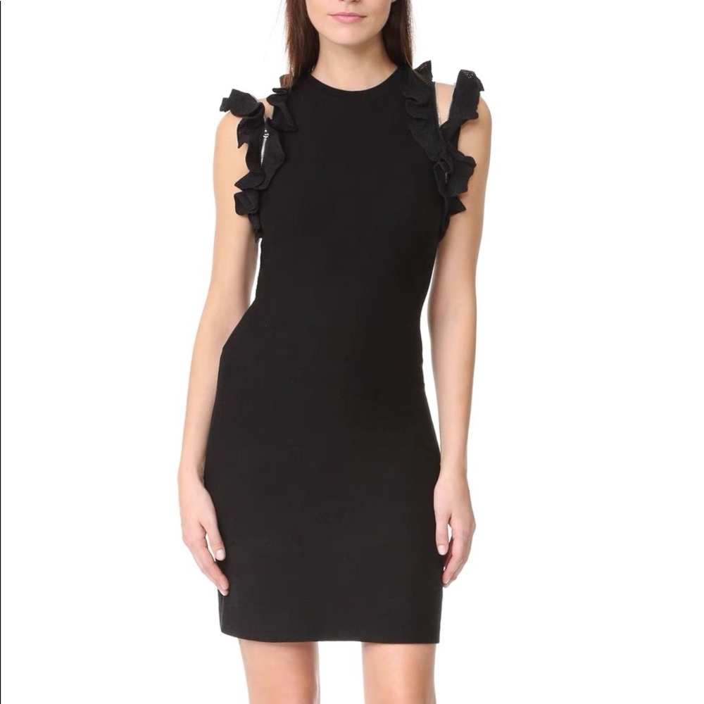 Zipper Ruffle Mini Dress